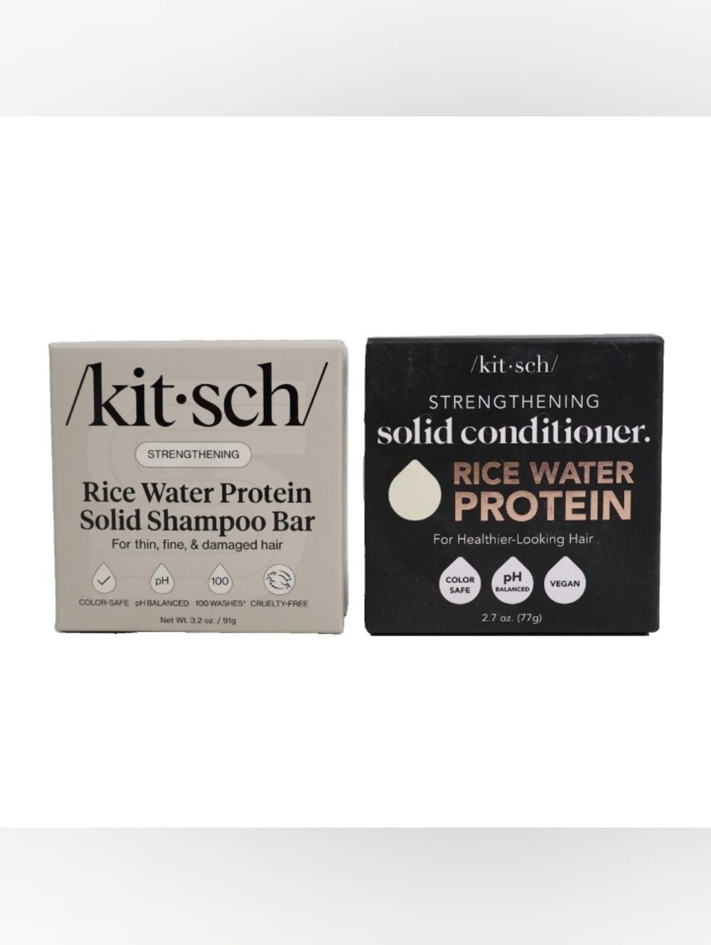 Kitsch Strengthening Rice Water Protein Solid Shampoo & Conditioner Bar